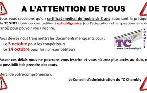 ATTENTION CERTIFICAT MEDICAL