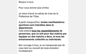 CORONAVIRUS : Décision préfecture de l'Oise