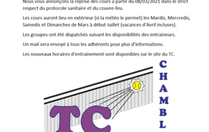 Reprise des cours en Mars