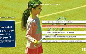 La pratique du tennis au 19 Mai 2021 pour les mineurs
