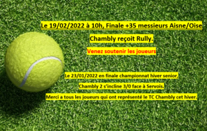 Finale +35 Messieurs Aisne/Oise le 19/02 à 10h