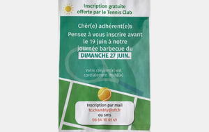 Tournoi double mixte et barbecue du 26/27 juin